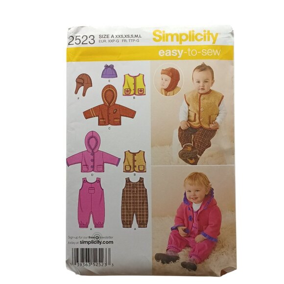 Simplicity 2523 Vintage Baby & Toddler Sewing Pattern XXS-L - Picture 1 of 2